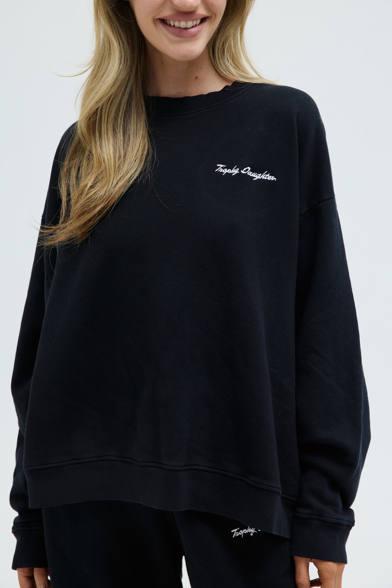 Chloe Signature Crewneck - Private Jet Black