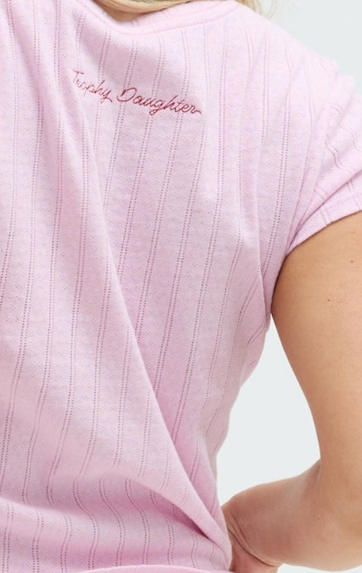 Pointelle Cap Sleeve Tee - Pink